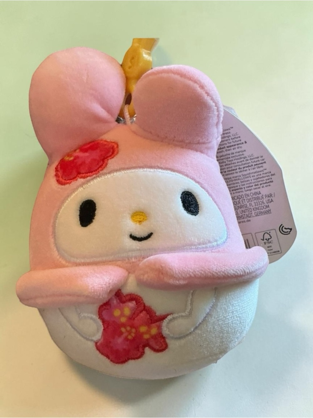 Squishmallows x Sanrio My Melody Tropical Clip Plush 3.5” NWT
